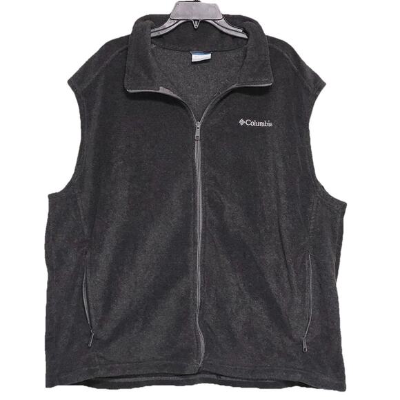Columbia Mens 2XL XXL Fleece Vest Full Zip Sleeveless Jacket Gray Outdoors - Picture 1 of 5